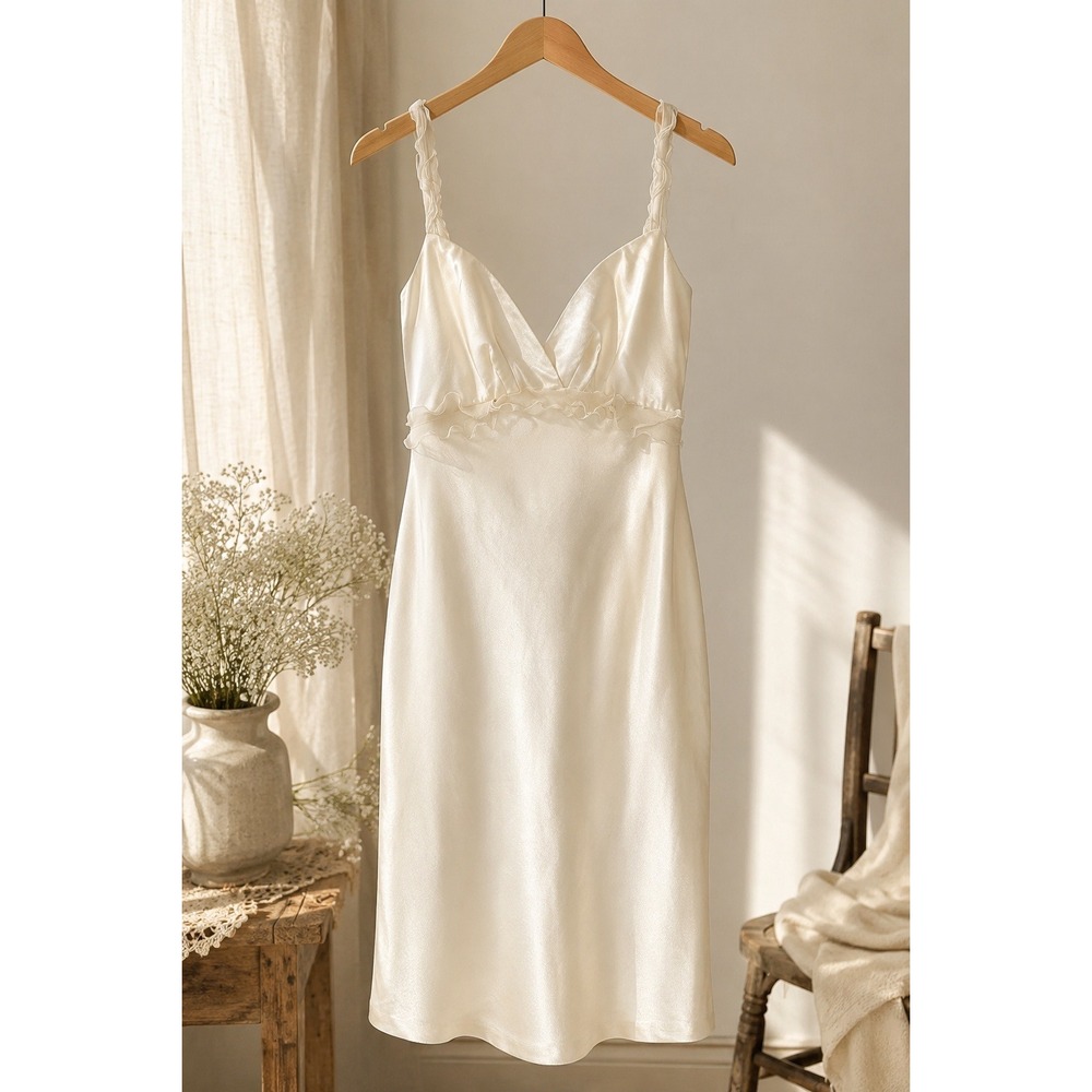 100% Silk Ivory Cocktail Dress Size 8 Bridal Reception Slip Dress
Romantic